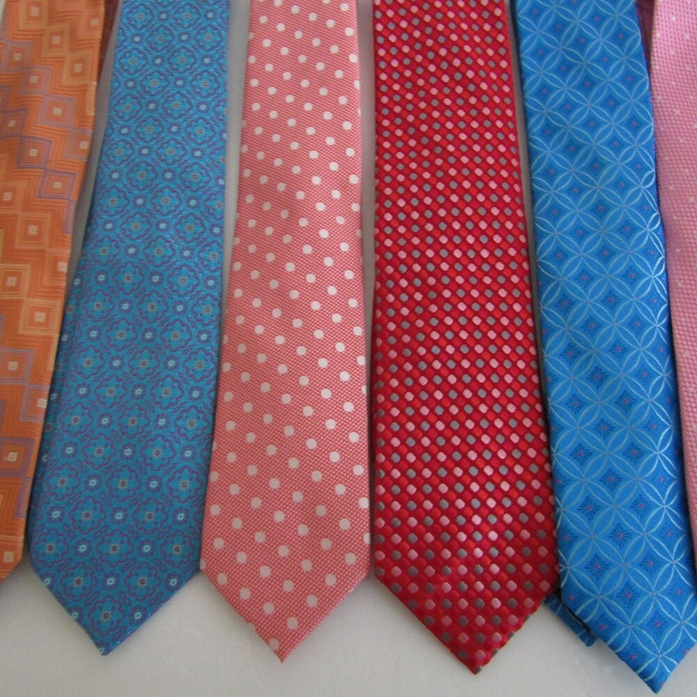 6 Pc Lot Of Mens Silk Neck Ties,  modern colors, Saks, Michael Kors, Uomo &&&